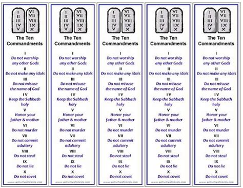 10 Commandments Bookmark Printable